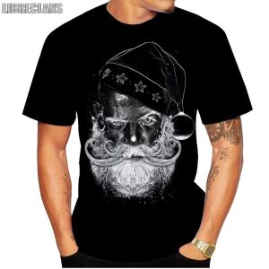 [Local Stock] VCC Funny Santa Claus 3D Print T Shirt For Men Hip Hop Trend Harajuku New Year Clothing Casual O-neck Short Sleeve Loose Mens Tops