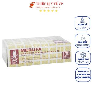Găng tay y tế có phủ bột chống dính Merufa (Hộp 100 cái) size S size M