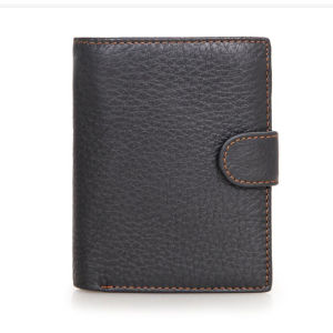BANYANU RFID Blocking Men Cowhide Genuine Leather Wallet Small Driver License Holder Wallet for Men Brown Black Color