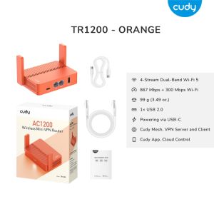 【SG】 Cudy TR3000 Portable WiFi 6 AX3000 VPN Mesh Router Home Travel 3000Mbps Supports OnpenWRT 4K Stream Type-C Power