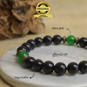 JADE KOKKA BRACELET - Gelang Aesthetic Kayu Kokka Kaukah Mix Batu Kristal Akik Giok Hijau Kesehatan Asli Original Pria Wanita Keren Terbaru