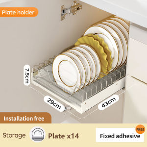 GSlife 304 Stainless Steel Pull-out Basket | Auto-Drying Pinggan | Solusyon sa Magulo at Basang Cabinet | Smooth Slide | Large Dish Rack Organizer for Cabinet Ktchen Organizer Racks