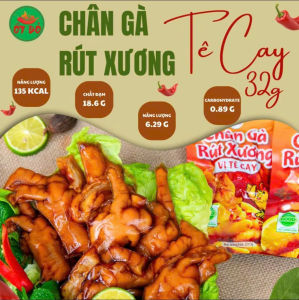 20 Gói Chân Gà Rút Xương - Chân Gà Tê Cay Ớt Đỏ - Tặng Muối Chấm Chua Cay