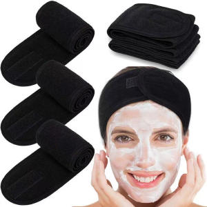 Headband Velcro Facial Wash Headband Thick and Long Cloth Adjustable Elastic Women’s Make Up Spa Headband