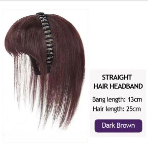 Seamless Wig Hair Band Headband with Hair Wig Original Human Hair Fake Bangs Headband  Wig Korean Fashion Hair Natural Invisible Hair Wig for Women Hair Accesories Hairband Hair Extension Headband Cover Gray Hair and Increase Hair Volume Simulation