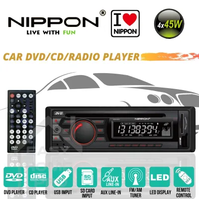 NIPPON NDVD-8813 CAR DVD/CD/MP4/USB/SD/FM RADIO PLAYER CAR MEDIA PLAYER SINGLE DIN 1 DIN UNIVERSAL FIT