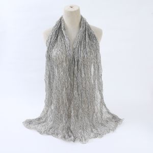 LUMIQLO Ruffled Edge Silk Scarf Stripes Shining Sunscreen shawl Fashion Chiffon Head Wrap Outdoor