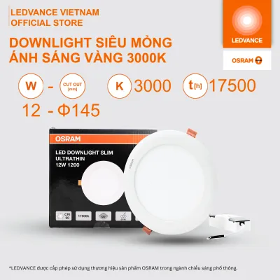Đèn LED Âm Trần Siêu Mỏng OSRAM Downlight Slim 9W / 12W / 18W Ánh Sáng Vàng 3000K BH 2 Năm
