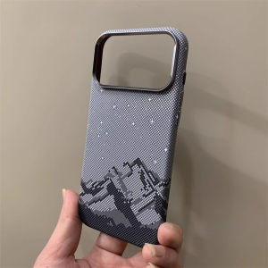 Magnetic Magnets Back Case for iPhone 17 16 Pro Max Hard PC Carbon Fiber Texture Cover Charging Alloy Lens Camera Protector Capa