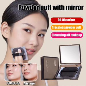 Bamboo charcoal facial oil blotting paper with mirror/Quickly absorbs oil/Controls facial oil/Oil blotting paper for men and women/Portable and easy to use