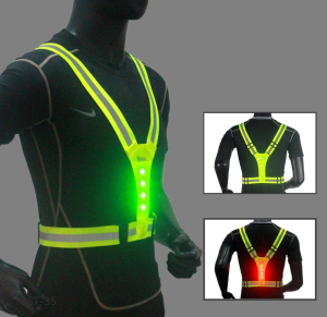 LED Reflective Running Vest High Visibility Warning Lights Safety Gear