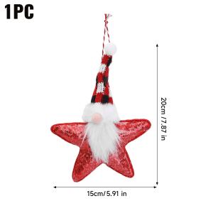 Christmas Glitter Pentagram Pendant Star-Shaped Gnome Santa Hanging Ornament Merry Christmas Pendant Knitted Holiday Party Ornament