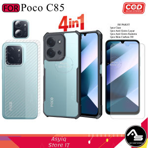 Paket 4in1 Case Tempered Glass AG Matte Poco C85 Softcase Fusion