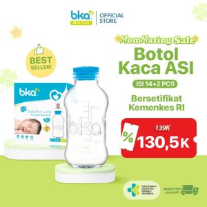 BKA Botol Kaca ASI isi 14 Pcs [Free 2 Pcs] - Wadah ASI Tahan Lama