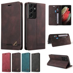 For Samsung Galaxy S25 S24 S23 S22 S21 S20 Ultra / S25 S24 S23 S22 S21 S20 Plus / S24 S23 S21 S20 FE Phone Case Business Leather Wallet Card Slots Fashion Flip Cover Casing