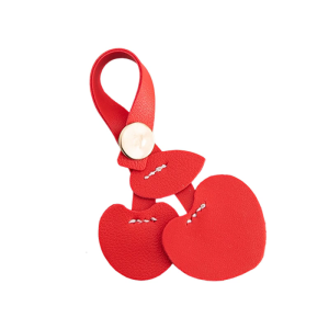 Vibrant Cherry Heart Keychain Soft PU Leather Pendant Unique Gift for Her Valentines Day Anniversary Party Souvenir