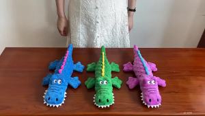 Plush Crocodile Dog Toy with Squeaker Durable Chew Toy for Teething Puppies