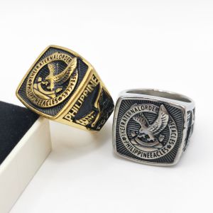 High Quality The Fraternal Order of Eagles Stainless Steel Rings for Men Deoetpatria Bull for Ate Kuya Gold Silver Fashion Mens Ring Size 8-13 RINGJ08-01LA60