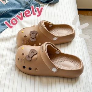 Free Shipping Cat-Themed WomenS Summer 2026 New Style Outdoor Beach Sandals Featuring An EVA Sole Odor-Resistant Design And A Thick Enclosed-Toe Style