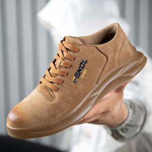 Kulit Sepatu Safety Boots Pria Cowok Touring Safety Shoes Tracking Ujung Besi Kerja Proyek Olahraga Pendek 065