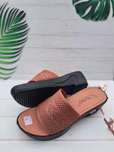 Sandal Wanita Rajut Terbaru kekinian simpel 2024 - Sendal Wedges Selop Murah Meriah - Sandel slop Rejut - Sandal lebaran simpel