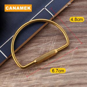【CANAMEK】 Simple Copper Keychain With Screw Lock D-shape Hooks Key Ring Carabiner Buckles Clip D-Type Waist Hanging Key Holder Accessories