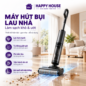 Máy Hút Bụi Lau Nhà Không Dây 3 Trong 1 Hút Khô Ướt Tự Giặt Con Lăn Gập 180 Độ Lau Sát Mép Tường Giặt sấy sóng 85°C