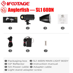 IFOOTAGE LED Video Light 70W SL1 60DN Daylight Photography Lighting5600k Continuous Output LightingPortable Video Lighting for Video RecordingStudioApp Control