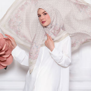Mimamim Hijab - Jilbab Motif Luisha Segiempat Scarf Voal Premium Kerudung Printing Vintage Seragaman Square Lasercut