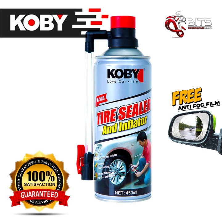 KOBY TIRE SEALER AND INFLATOR 450ML / 600ML FOR MOTORCYCLE AND CAR WITH ...