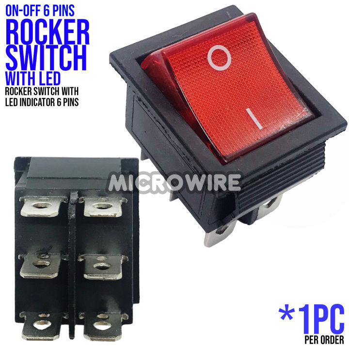 Rocker Switch ON-OFF With LED Indicator 6 Pins Heavy Duty