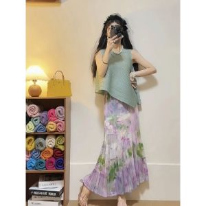 FE Spot Goods Issey Miyake Japanese Style Gentle and Elegant Little Sister Zixia Fairy Skirt