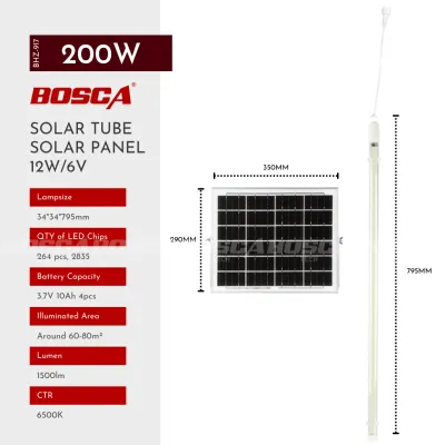 BOSCA Solar Tube Light BHZ-917 50W 100W 150W 200W 300W with Solar Panel 3w 6w 8w 12w 16w Remote control Light control Time switch
