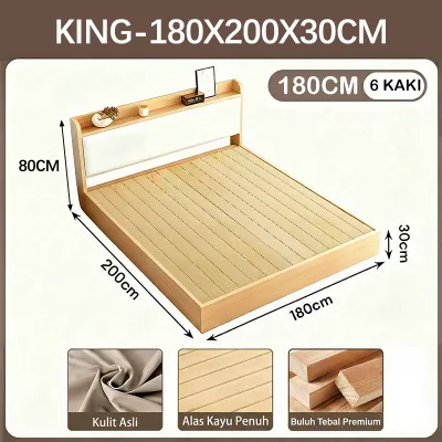 Solid Wood Bed Frame Floor-standing Style With Soft Backrest Available In Gray And Wood Colors Single And Double Bed Models