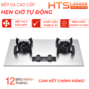 Bếp Gas Đôi Lật Cao Cấp 9 Đầu Đốt Thép Không Gỉ Siêu Bền - Chế Độ Hẹn Giờ Tự Động Ngắt Gas An Toàn (BH 12 THÁNG)