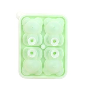 4 Grid 3D Little Bear Shape Ice Cube Silicone Mold Household DIY Juice Milk Ice Machine