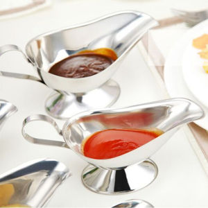 LIANG Stainless Steel Spice Black Pepper Gravy Seasoning Cup Sauce Plate Sauce Boat Ketchup Container