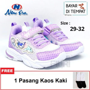 FIURI - NEW ERA -  MELODY PEREKAT 29-32 VIOLET - SEPATU SNEAKERS PEREKAT SOL KARET ANAK KECIL PEREMPUAN  - SEPATU KETS LUCU FASHION TRENDY - SEPATU SEKOLAH PAUD TK KRETEKAN CEWEK MURAH PROMO DISKON BONUS KAOS KAKI