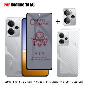 New Paket 3IN1 For Realme 14 5G Screen Guard Free Tempered Glass Camera & Garskin Carbon Anti Jamur- HOHA CASE