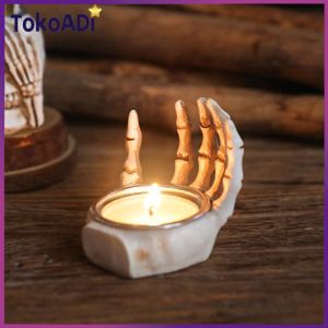 5.5CM Halloween Skeleton Hand Resin Ornaments Skeleton Hand Candlestick Tempat Lilin Kerangka