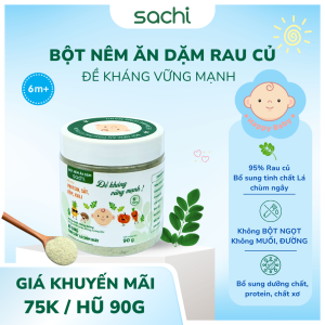 Hạt nêm cho bé ăn dặm 90G Sachi cho bé 6 tháng vị rau chùm ngây kích thích vị giác giúp bé ăn ngon