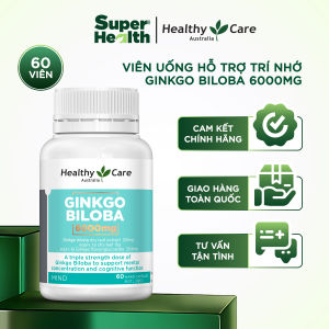Viên Uống Bổ Não Healthy Care Ginkgo Biloba 6000mg Cải Thiện Trí Nhớ 60 Viên
