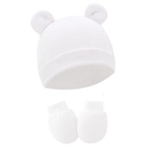 Trẻ sơ sinh bông mũ bệnh viện găng tay bé Beanie rắn trẻ sơ sinh mũ với tai & chống cào Mitten Găng tay mềm Quà Tặng