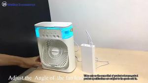 WG Desktop Humidifier Cooler Spray Mist Fan Usb Air Cooling Fan with 7 Colors LED Light
