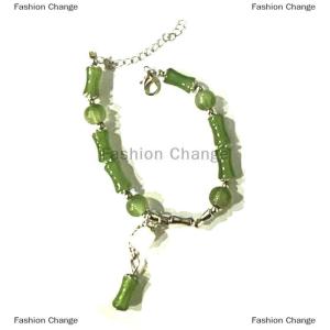 [COD] Fashion Change Chinese Style Vintage Green Bamboo Joint Beaded Bracelet For Womens Fashion Simple Charm Flower Bracelet Jewelry Gift