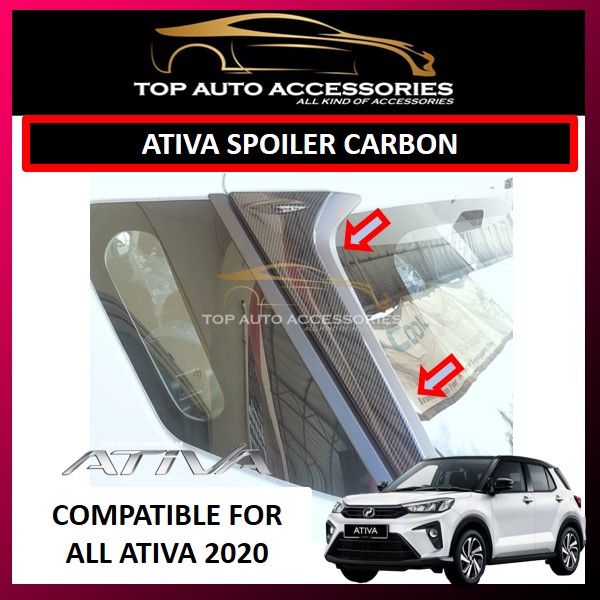 Perodua Ativa Rear Spoiler Carbon Fiber and Chrome Garnish (chose ...