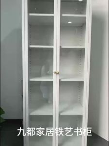 [Cozy ]Display Cabinet Iron Bookshelf Cabinet Steel With Glass Door Storage Cabinet Home Book Shelf