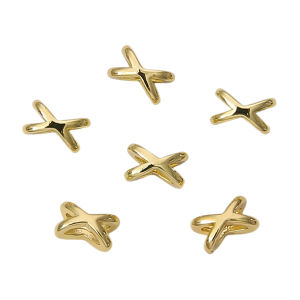 ลูกปัดทองเหลือง4แฉก10ชิ้น/ถุง14K ชุบทองสำหรับทำเครื่องประดับอัญมณีแฟชั่นแบบ DIY