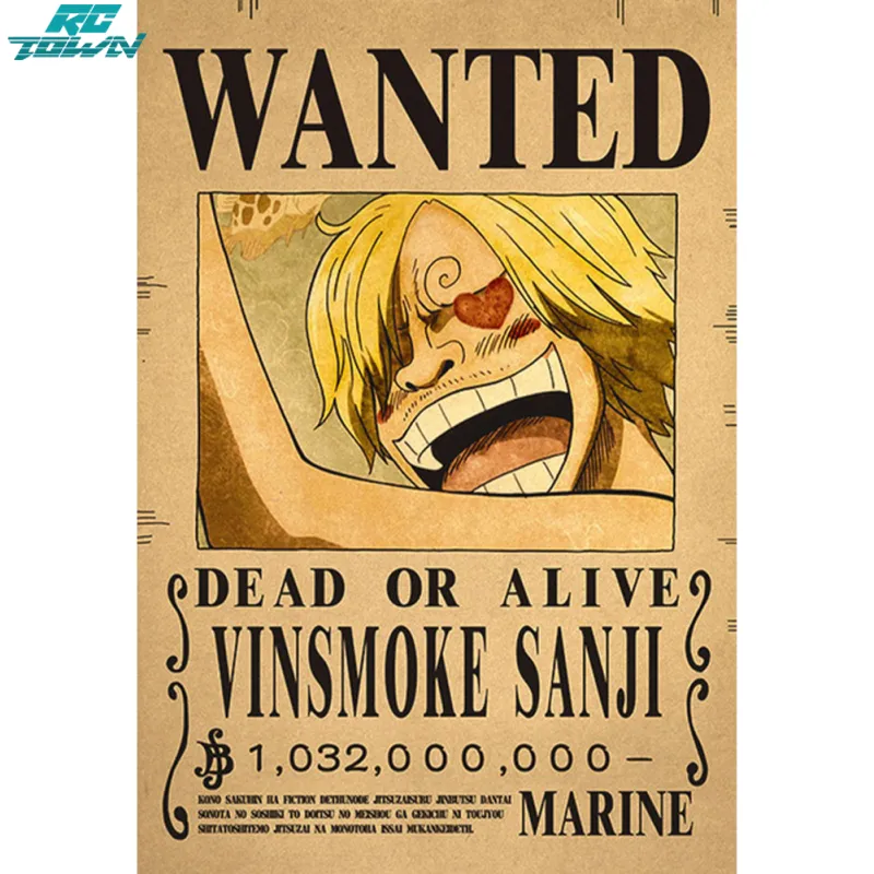 Cheap Kraft Paper Posters One Piece Luffy 1.5 Billion Bounty Wanted Posters  Vintage Anime Wall Stickers