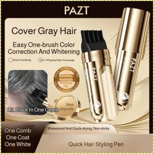 🔥Official Genuine🔥PAZT Small Gold Tube Polypeptide Hair Dye Pen  Quickly Covers White/ Grey Hair  Fast Coloring  Krem Pewarna Rambut / Pewarna Sisir Rambut / Pen Pewarna Rambut 金管一染黑遮白美发笔